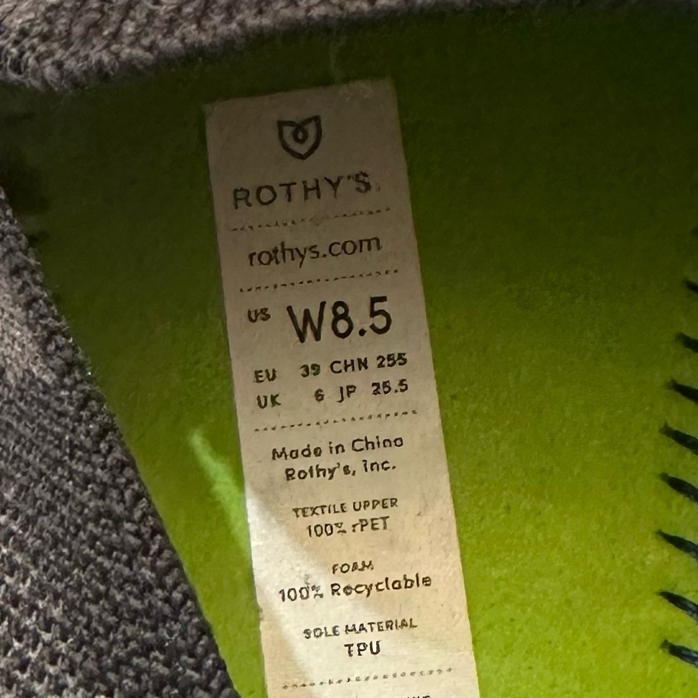Rothy's Women's Gray Camouflage The Original Slip On Sneaker Size 8.5W - Picture 9 of 9
